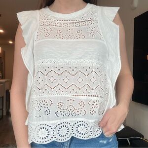 Anthropologie White Eyelet Top